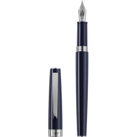 PENNE MONTEGRAPPA MOD. ISA1R3AD fountain pen with blue barrel and silver nib, cap beside the pen