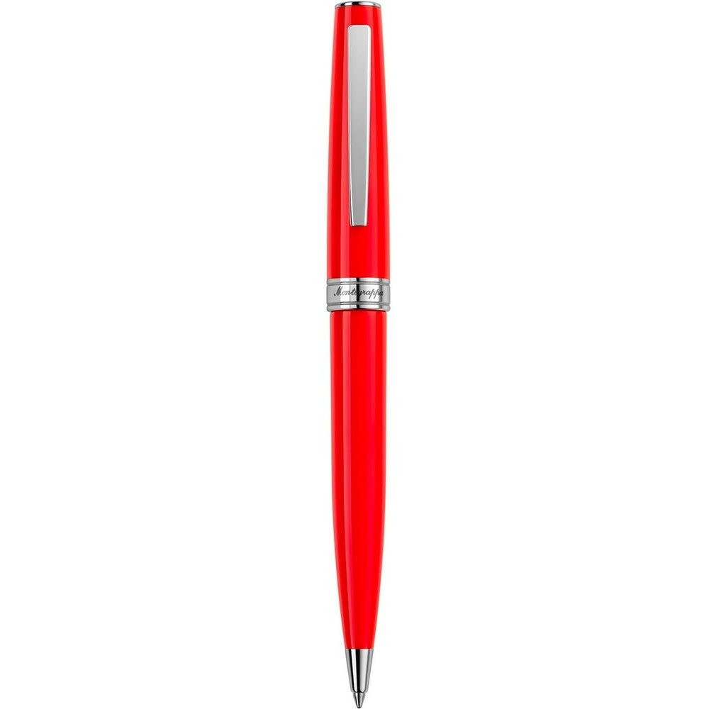 Red luxury pen PENNE MONTEGRAPPA MOD. ISA1RBAR_1 with silver accents and sleek design for elegant writing.