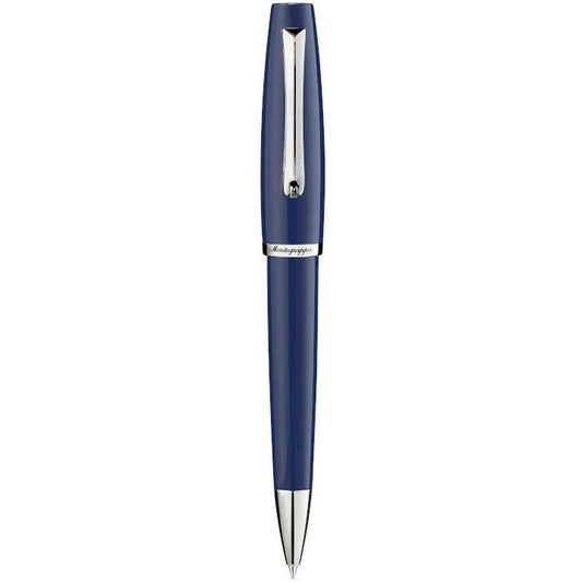 Elegant PENNE MONTEGRAPPA MOD. ISMANRYB_9 in navy blue with silver trim, luxury writing instrument on white background.