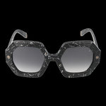 PHILIPP PLEIN MOD. SPP039M 530869 Lady stylish sunglasses with octagonal black marbled frame and gradient lenses.