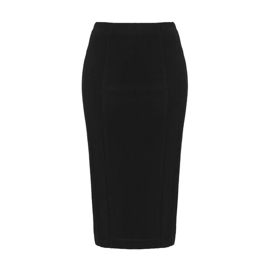 PINKO Black Viscose Skirt with rear zip closure and slim fit, made in Italy.