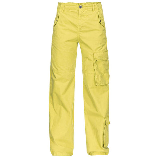 PINKO Green Cotton Women Cargo Pant with utility pockets and regular waist design, perfect for modern chic style.
