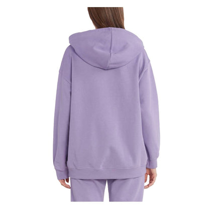 Rear view of PINKO Purple Cotton Women Sweater highlighting comfort and style in vibrant purple hue.