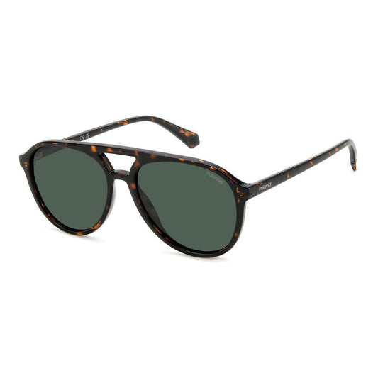 POLAROID MOD. PLD 4162_S unisex polycarbonate sunglasses with tortoise shell frame and green lenses.