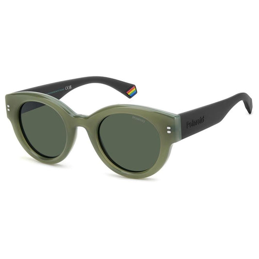 Unisex Policarbonato sunglasses POLAROID MOD. PLD 6240_S_X with round frames and green lenses.