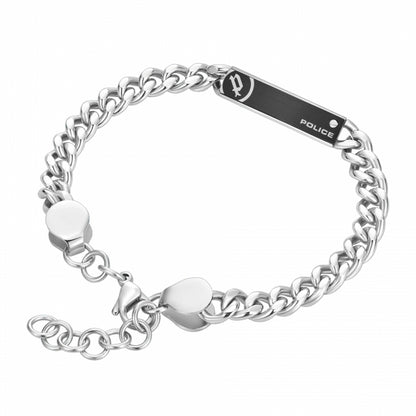 POLICE JEWELS JEWELRY Mod. PEAGB0010801 silver chain bracelet with engraved logo.
