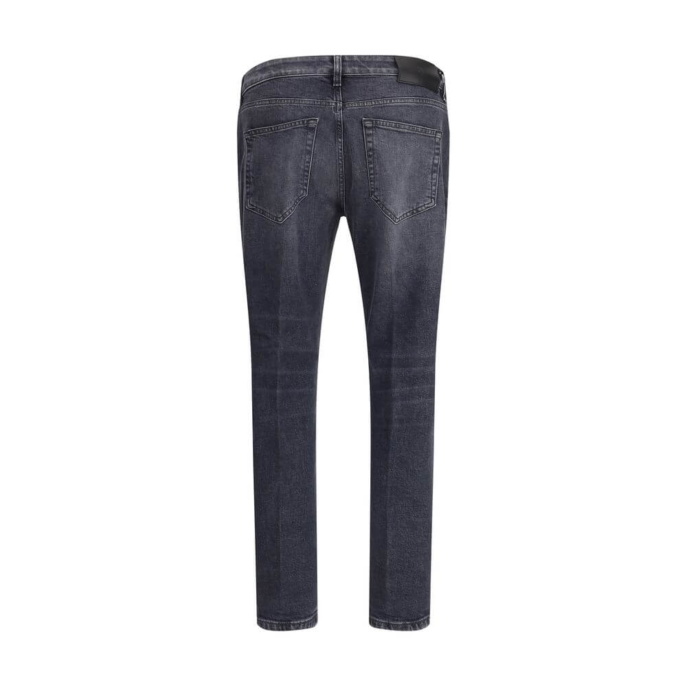 Back view of PT Torino Gray Cotton Slim Fit Jeans showing five-pocket design and elegant silhouette.