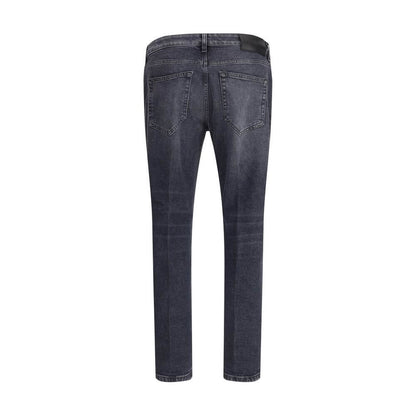 Back view of PT Torino Gray Cotton Slim Fit Jeans showing five-pocket design and elegant silhouette.