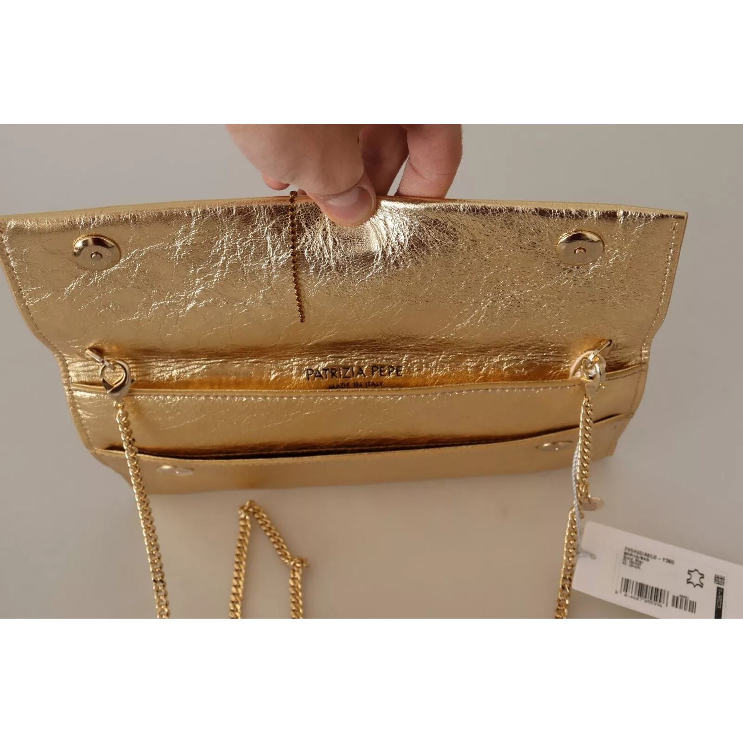 Patrizia Pepe Gold Leather Embellished Shoulder Strap Bag