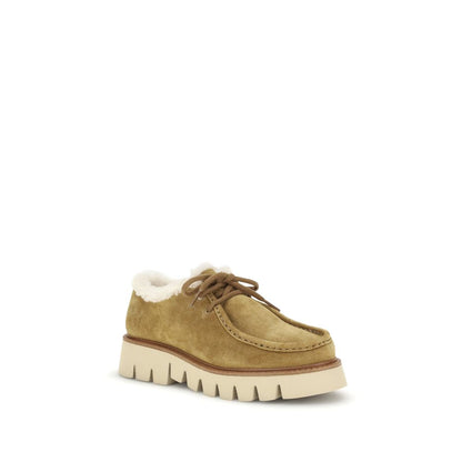 Pedro García Beige Leather Oxfords And Derbies with shearling lining and lugged sole for AW25.