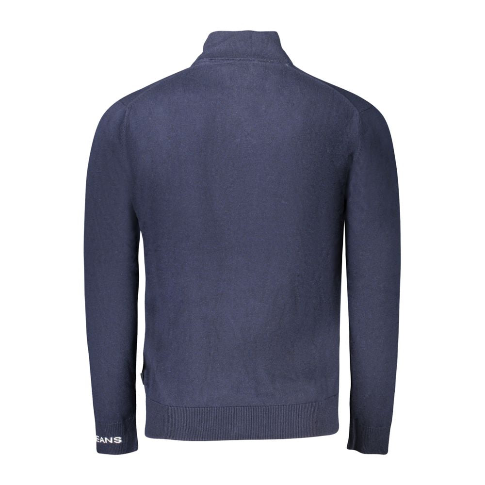Back view of Pepe Jeans Blue Cotton Men Sweater with logo detailing
