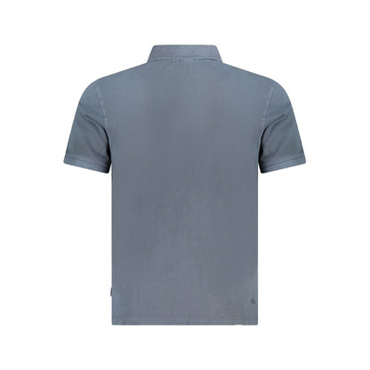 Pepe Jeans Blue Cotton Polo Shirt - back view, short sleeve, with embroidery and logo, made from 100% sustainable cotton.