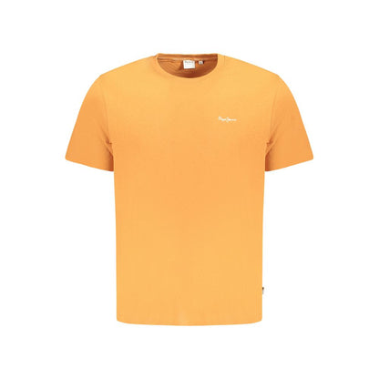 Pepe Jeans Orange Cotton T-Shirt, short sleeve, crew neck, with logo embroidery, made from 100% sustainable cotton.