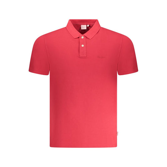 Pepe Jeans Red Cotton Men Polo Shirt with logo embroidery and two-button placket