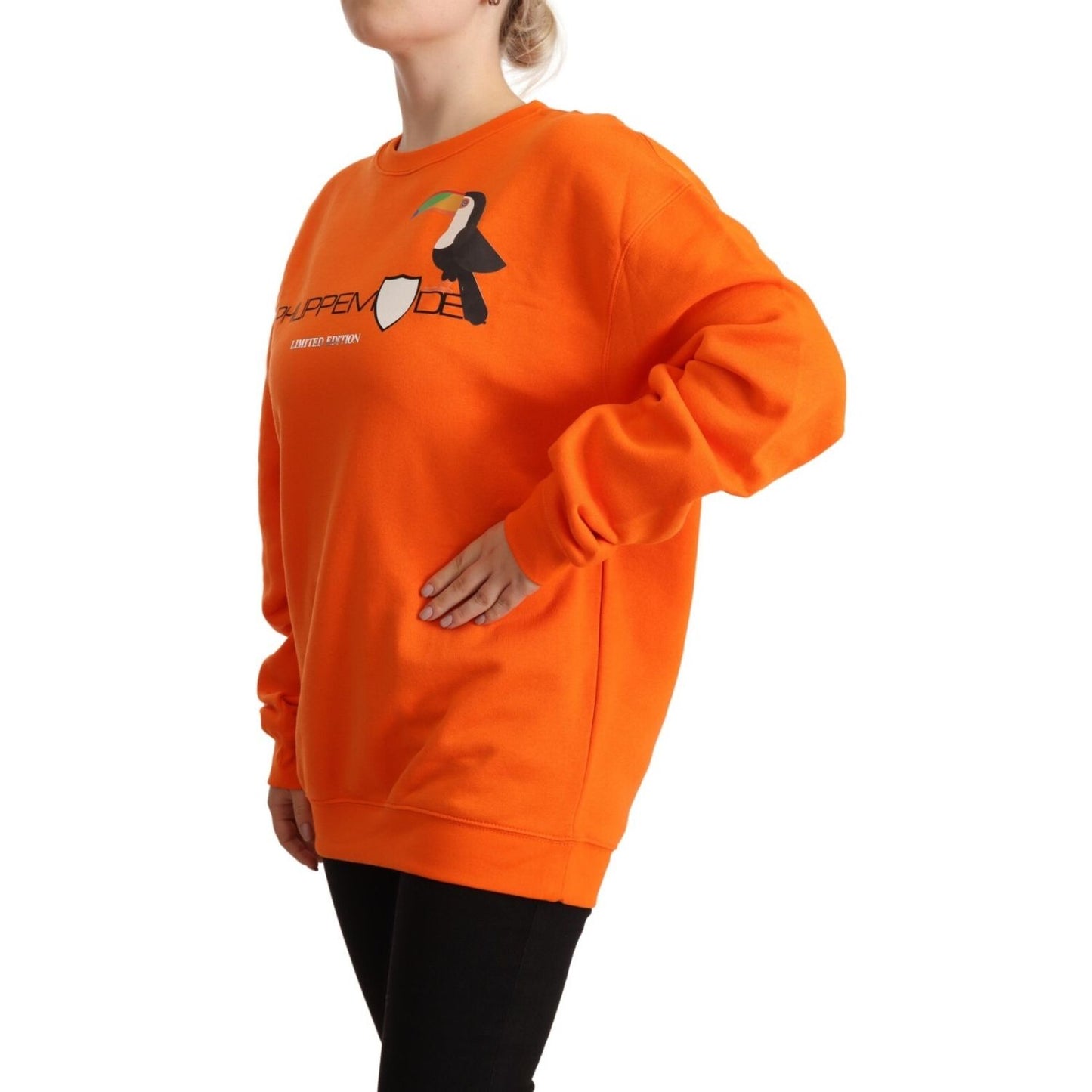 Philippe Model Orange Printed Long Sleeves Pullover Sweater 1728,67345645728,Clothing,IT46|XL,Material: 100% Cotton,New with tags,Orange,Philippe Model,Sweaters - Clothing,Sweatshirts - Sweaters - Clothing,Women