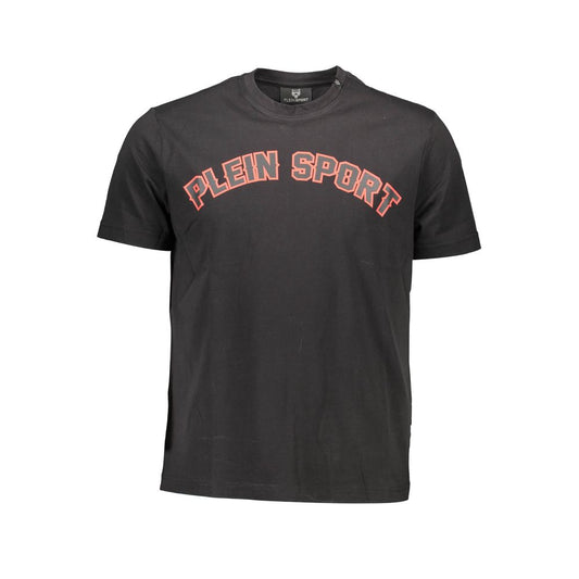 Plein Sport Black Cotton Men T-Shirt with bold logo and crew neck design showcasing streetwear style.
