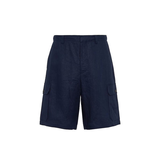 Prada Blue Linen Bermuda Shorts