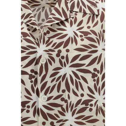 Prada Brown Cotton Pattern Shirt 1728,72470364320,Brown,Clothing,Men,New with tags,Pattern - Shirts - Clothing,Prada,Shirts - Clothing,XL