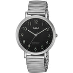 Q&Q ATTRACTIVE Mod. QA20J205Y wristwatch with 3 ATM water resistance, metal case, SS bracelet, quartz movement, and mineral dial.