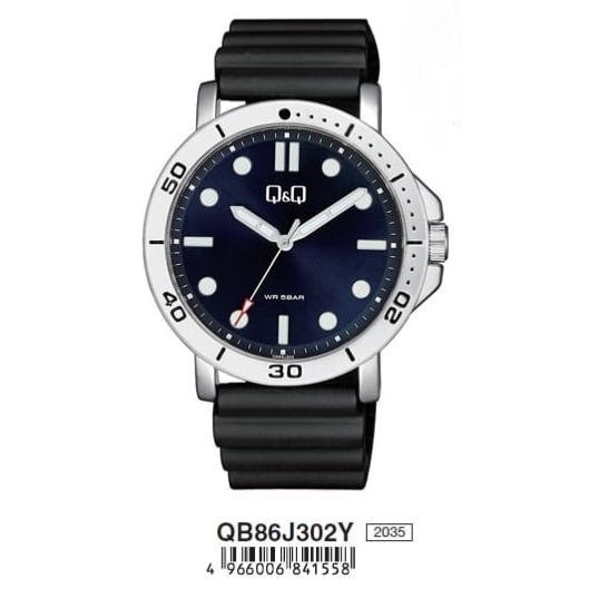 Q&Q ATTRACTIVE Mod. QB86J302Y wristwatch, 5 ATM water resistant, quartz movement, mineral dial, 44mm metal case, gent's watch.