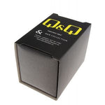 Official packaging for Q&Q ATTRACTIVE Mod. QB86J502Y wristwatch with 5 ATM water resistance and quartz movement.