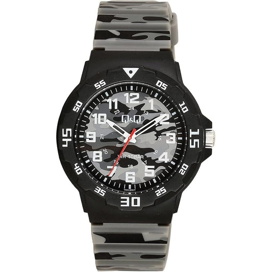 Q&Q FASHION Mod. V02A-009VY wristwatch, gent's water-resistant 10 ATM, 43mm resin case and strap, quartz movement, official packaging.