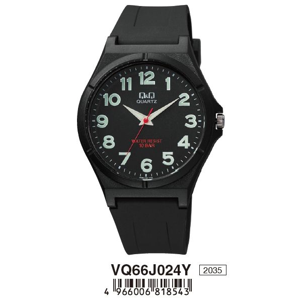 Q&Q FASHION Mod. VQ66J024Y - Men's quartz watch with black plastic strap and water resistance 10 ATM.