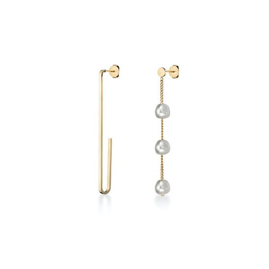 Gold and pearl earrings from ROSEFIELD JEWELS JEWELRY Mod. JALPEG-J182 showcasing minimalist and elegant design.