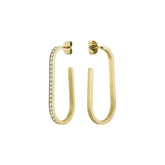 Gold hoop earrings with diamonds, ROSEFIELD JEWELS JEWELRY Mod. JLHSCG-J254