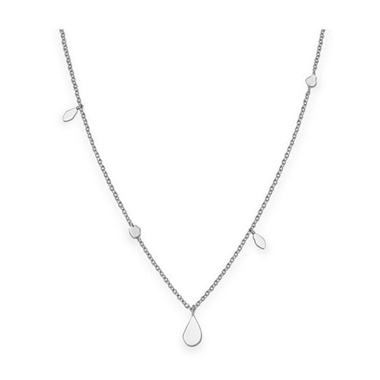 ROSEFIELD JEWELS JEWELRY Mod. JSDNS-J056 silver necklace with teardrop pendants on a delicate chain.
