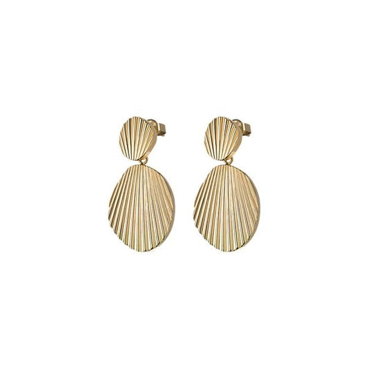 Gold earrings from ROSEFIELD JEWELS JEWELRY Mod. JSSHEG-J169 collection, featuring a textured design.