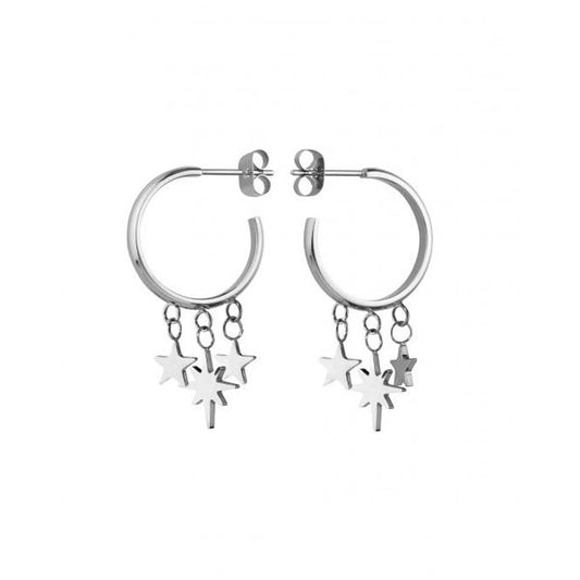 Silver star earrings from ROSEFIELD JEWELS JEWELRY Mod. MUSES-J216, featuring elegant charm design with dangling star embellishments.
