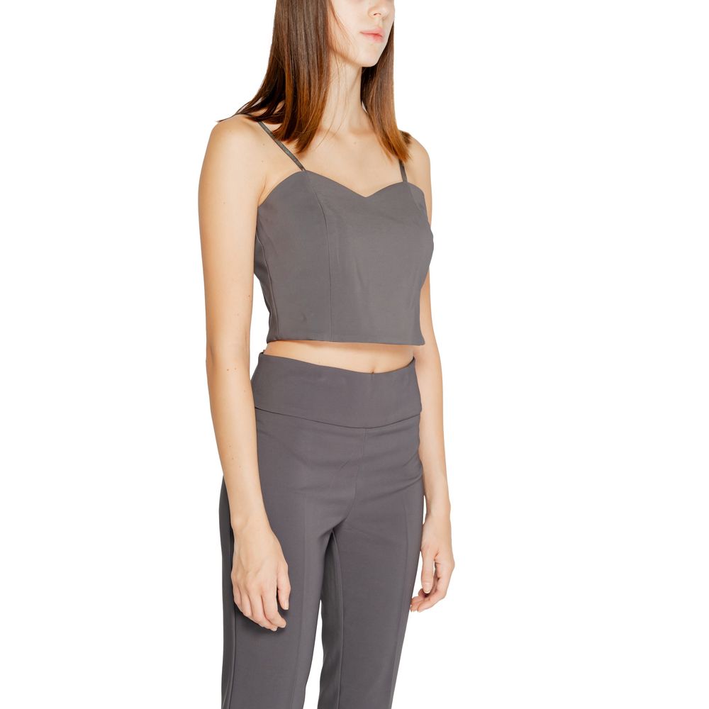Rinascimento Gray Polyester Top, Women's Fall/Winter Collection, 90% Polyester, 10% Elastane/Lycra, Stylish T-Shirt and Sweatshirt