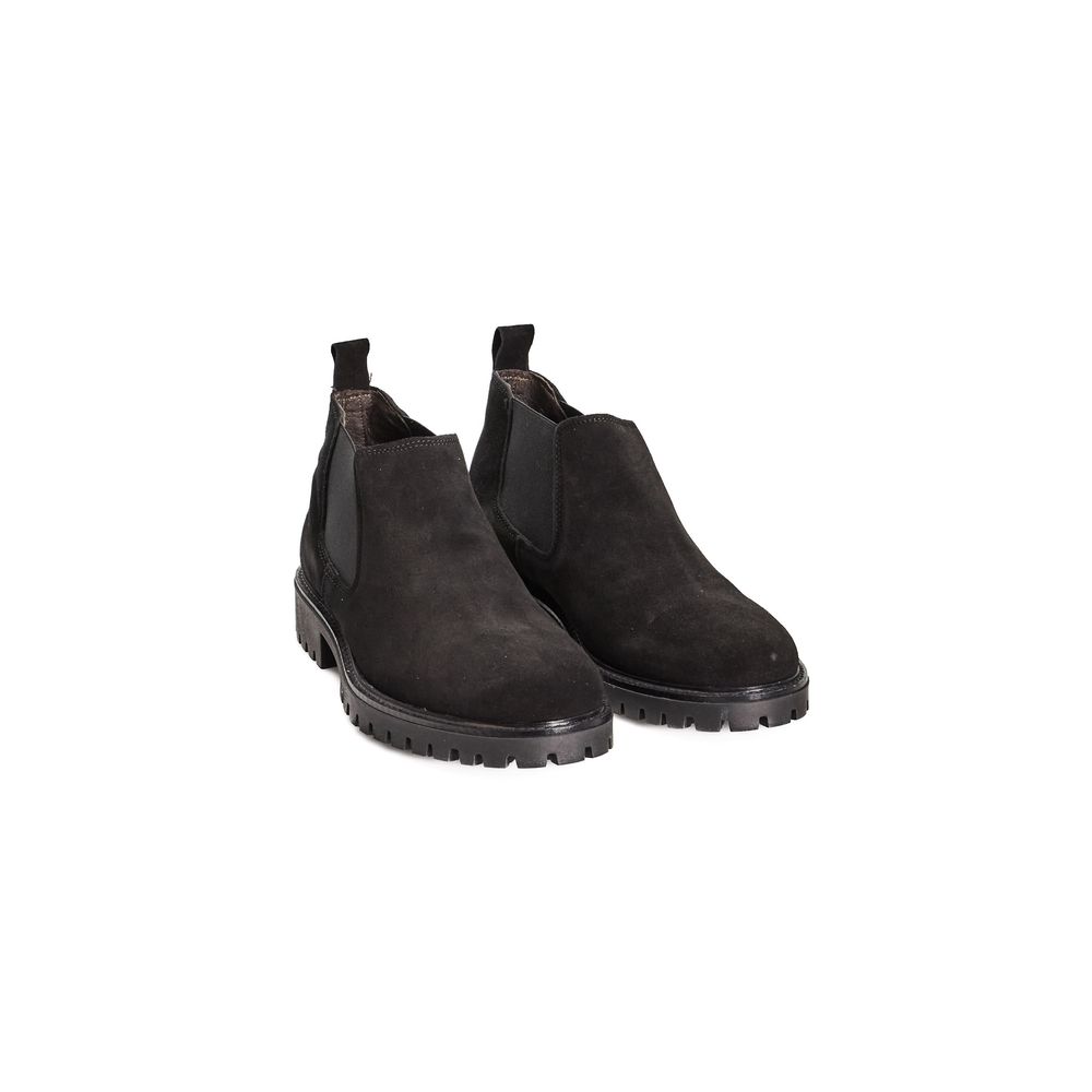 Roberto Pepe Luxury Black Calfskin Men Boot with elastic detailing and robust sole