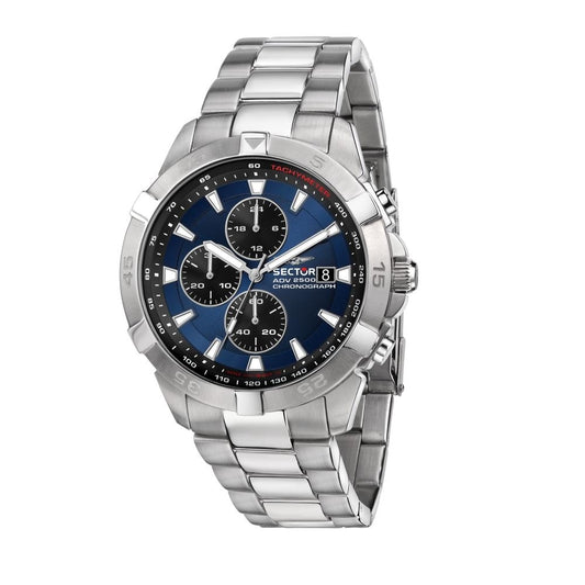 SECTOR Mod. ADV2500 men's chronograph wristwatch, 43mm stainless steel case, 10 ATM water resistance, mineral dial, quartz movement