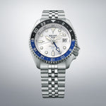 SEIKO 5 Mod. SPORTS AUTOMATIC GMT - WHITE wristwatch with stainless steel case and bracelet, water-resistant 10 ATM, official box packaging.
