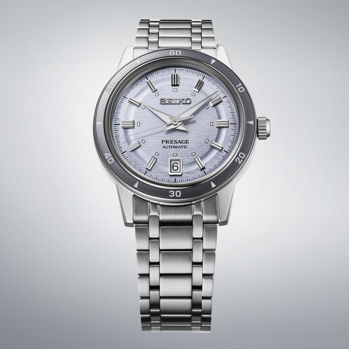 SEIKO PRESAGE MOD. STYLE '60 Automatic stainless steel watch with blue dial and date display