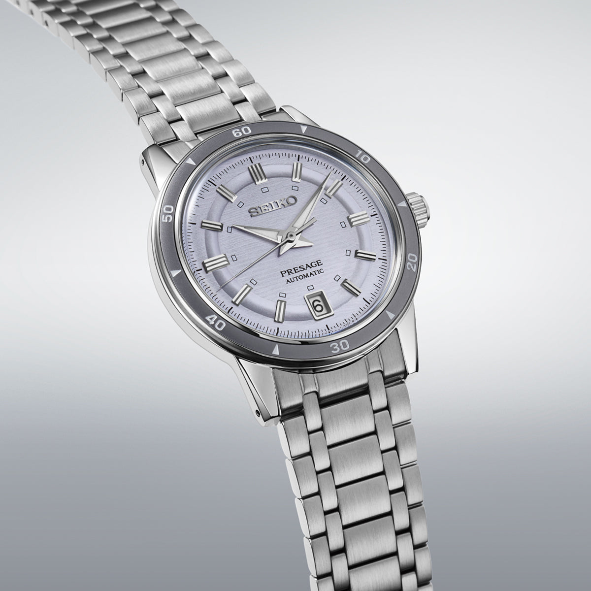 SEIKO PRESAGE MOD. STYLE '60 Automatic watch with silver bracelet and classic design style.