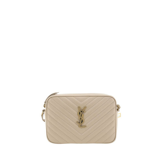 Saint Laurent Beige Calf Leather Bos Taurus Shoulder Bag with quilted design and YSL logo