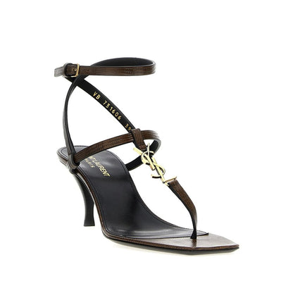 Saint Laurent Brown Calfskin Platform Sandals