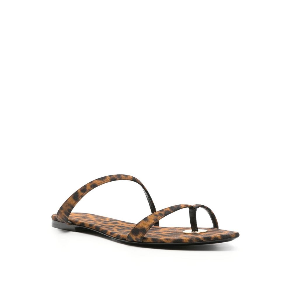 Saint Laurent Brown Fabric Strap-On Sandals