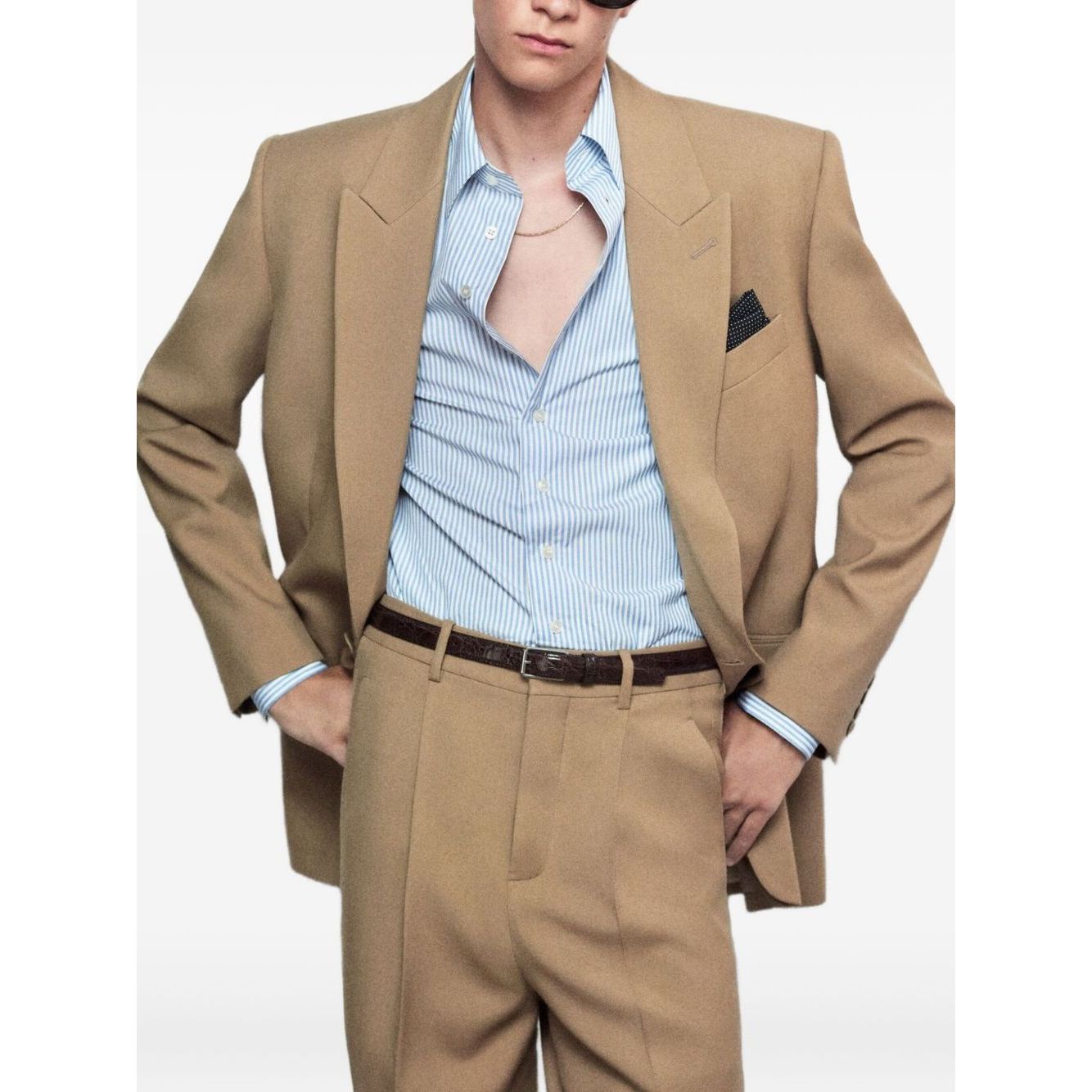 Saint Laurent Jackets Beige wool single-breasted with front button, chest and side pockets, ideal fit true to size.