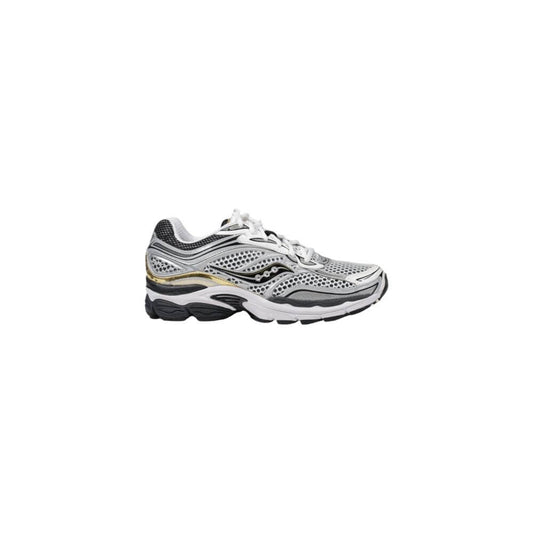 Saucony Gray Mesh Athletic Sneakers, sporty round toe, lace-up design for active lifestyle and comfort.