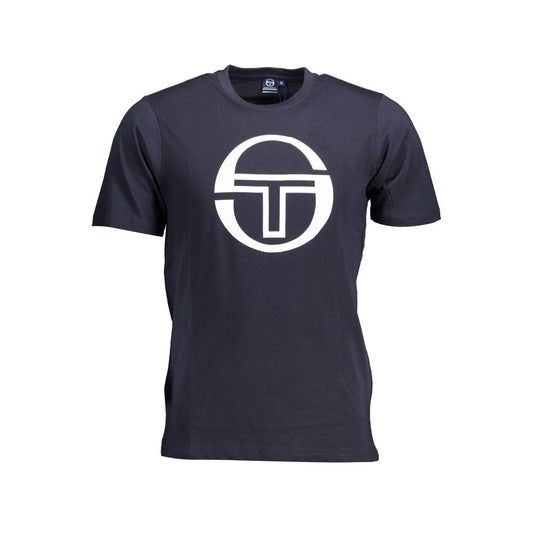 Sergio Tacchini Blue Cotton Men T-Shirt with crew neck and logo, stylish and comfortable for casual luxury.