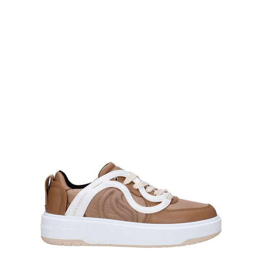 Stella McCartney Brown Fabric Chunky Sneakers with round toe and lace-up closure, featuring front and back logos.