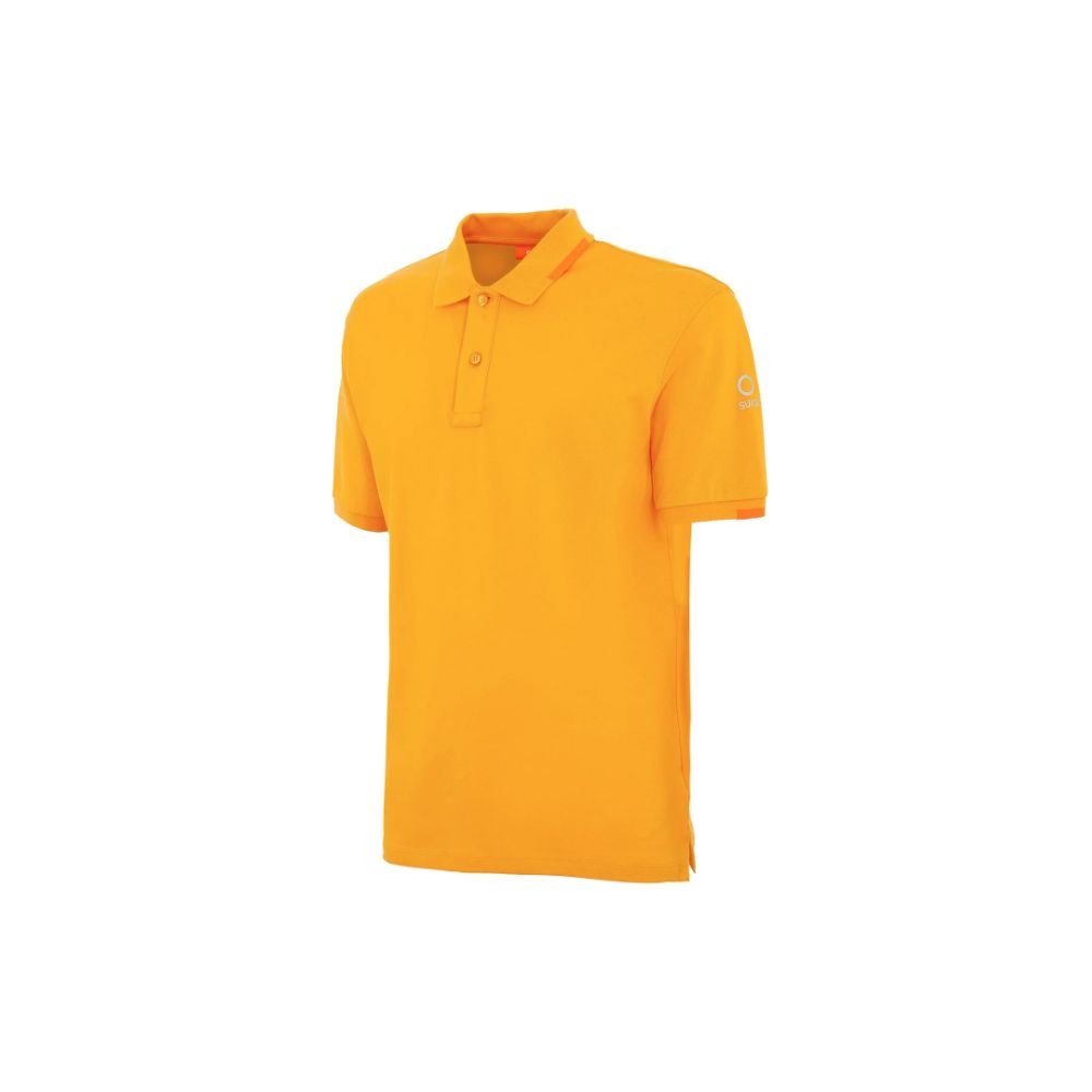 Suns Orange Cotton Polo Shirt with ribbed collar and button closure, logo on left sleeve, ideal for casual wear.