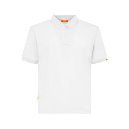 Suns White Cotton Polo Shirt, classic design, short sleeves, ideal for casual wear.