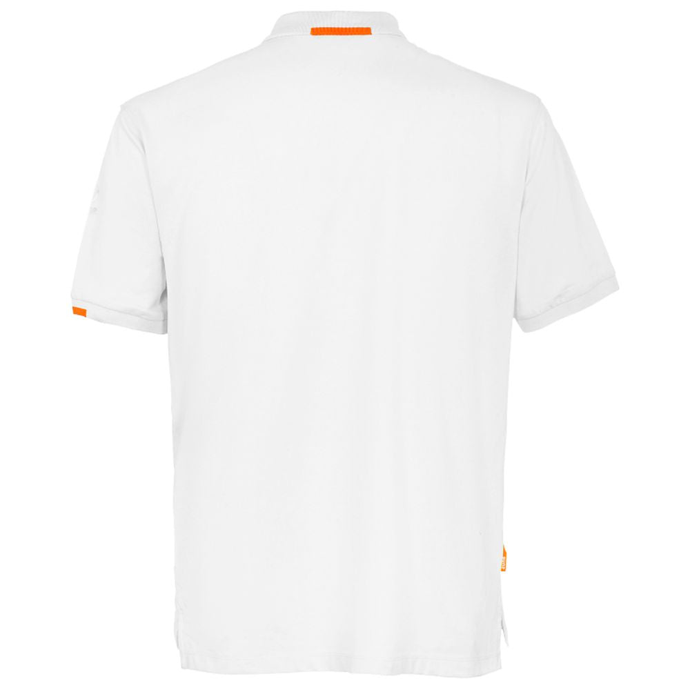 Back view of Suns White Cotton Polo Shirt showcasing short sleeves and collar.