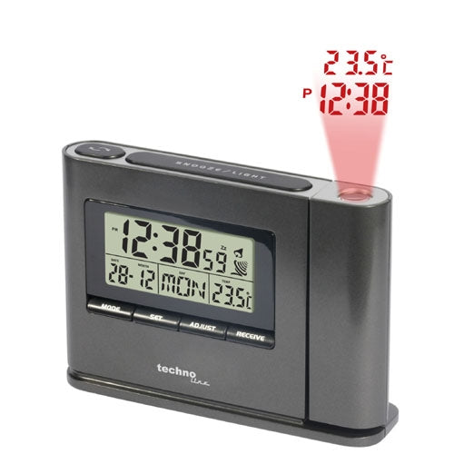 TECHNO LINE Mod. WT519 - Sveglia radioc. con proiezione a soffitto dell orario e temp - Radio controlled alarm clock with time and temp projection + alim 220 volts-220 volts power supply WATCHES