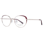 TED BAKER MOD. TB2274 48205 ladies' round glasses with thin silver frames and burgundy accents.